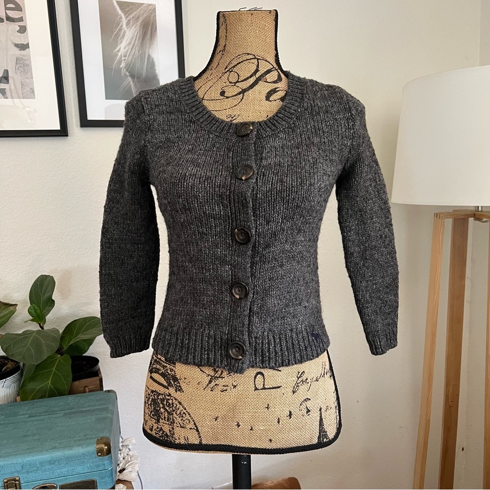 Abercrombie & FitchGrey Wool Alpaca Blend Button Sweater Size Small